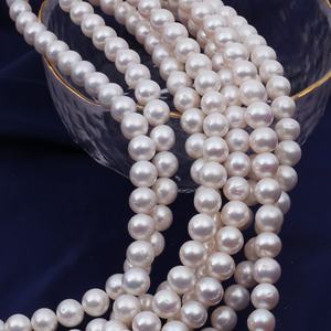 Zhuji बाजार बिक्री 10-11mm ए. ए. सही दौर प्राकृतिक सफेद ताजा पानी मोती स्ट्रिंग मनका - Product Image 4