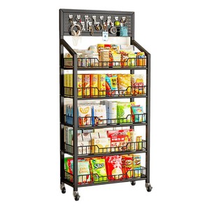 Snack <b>Shelf</b> Metal Storage Rack 5 Tier With Wheels For Living Room Food Toy Display - Product Image 5
