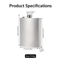 Gourde à liqueur en acier inoxydable gravée avec logo personnalisé, 8 oz, format poche, pour hommes, idéale pour les cadeaux de mariage et les voyages