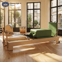 QueenLife Machine de Pilates Reformer Commerciale avec Lit à Noyau en Bois pour Entraînement de Yoga et Fitness