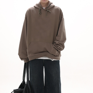 Sweat-shirts à capuche surdimensionnés pour hommes en coton 100% lavé avec poche, design personnalisé printemps-automne - Product Image 4