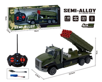 Camion lance-roquettes militaire 4CH semi-alliage multi-tubes avec éclairage LED, véhicule de combat de simulation, jouet