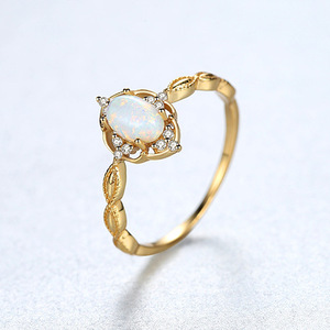 Anillo de Ópalo Chapado en Oro de Plata S925 para Mujer con Halo de Zirconia, Anillo de Compromiso Romántico con Piedras Preciosas, Venta al por Mayor de Fábrica - Product Image 6
