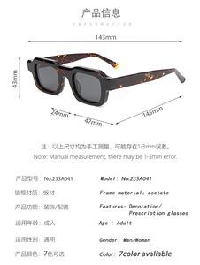 Gafas de Sol de Diseño de Alta Calidad para Mujer, Tendencia 2026, Lentes de Acetato Polarizadas con Protección UV400, Montura Cuadrada Pequeña y Gruesa para Hombre - Product Image 4