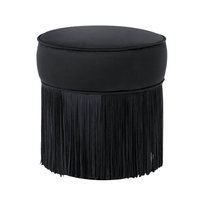 Banc ottoman de salon de style français moderne, pouf rond avec jupe en velours à franges, tabouret de coiffeuse pour la chambre à coucher