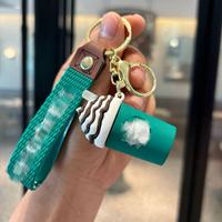 Porte-clés créatif en PVC 3D, motif dessin animé (tasse de café Boba, ours, crème glacée), pendentif en plastique pour sac à dos, clés de voiture, cadeaux à suspendre pour couple