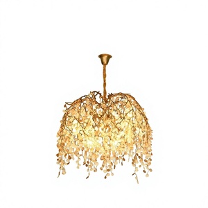 Postmodern <b>Light</b> Luxury Gold Round American Retro <b>Crystal</b> All-Copper <b>Chandelier</b> French Mid-Century Dining Room Living Room Lamp - Product Image 3