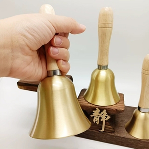 Wholesale Multiple Sizes Brass Hand Bell Wood Handle Service Call Bells Meditation Prayer Altar Handbell For School Supplies - Product Image 5