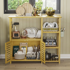 ตู้เก็บของไม้ไผ่สองประตูที่ทันสมัยพร้อมลิ้นชักสำหรับห้องนอนห้องนั่งเล่นหรือรับประทานอาหารเฟอร์นิเจอร์ภายในบ้าน - Product Image 3