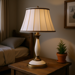 Lampe de table vintage 20,5 pouces, abat-jour Empire en fer blanc et or, prise USB-C, éclairage de chevet LED E26, blanc chaud doux - Product Image 2