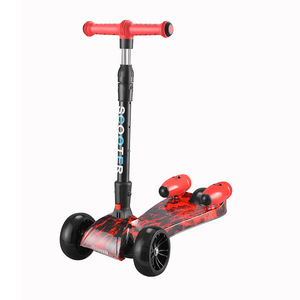 Kids Scooter 3 Wheel <b>LED</b> Light Music Foldable Height Adjustable For Ages 3 Years And Older Blue Graffiti Design - Product Image 2