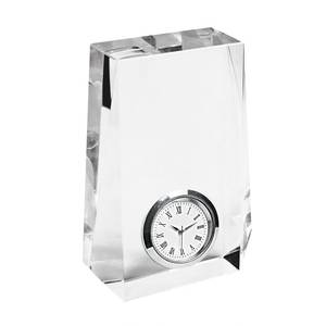 Crystal Desk <b>Clock</b> 115X85X30 Mm With Roman Numerals <b>Silver</b> Frame - Product Image 2