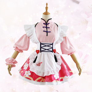 Xiao Qiao Maid Cosplay Costume Women Flower Print Polyester Fiber Game Anime Role Playing Summer 2020 - Product Image 5