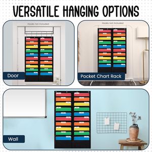 20 Pocket File Chart 28x46 Wall Mounted Organizer Black Office Storage Solution Behind Doors On Walls - Product Image 6