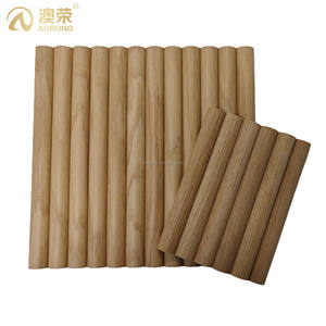 Best-seller Autocollants de décoration murale à lattes de bois demi-rondes de qualité commerciale Conception de décoration intérieure Revêtement de revêtement cannelé - Product Image 2