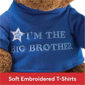<span class=keywords><strong>Oso</strong></span> de Peluche con Camiseta Azul con la Frase 'I'm the Big Brother', Peluche Unisex de Felpa Corta para Edades de 1 Año en Adelante, Marrón, 12 Pulgadas - Product Image 4