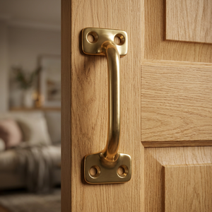 Poignée de porte en laiton poli, design traditionnel, quincaillerie de traction en métal durable pour armoires, meubles et cuisine – En vente - Product Image 4