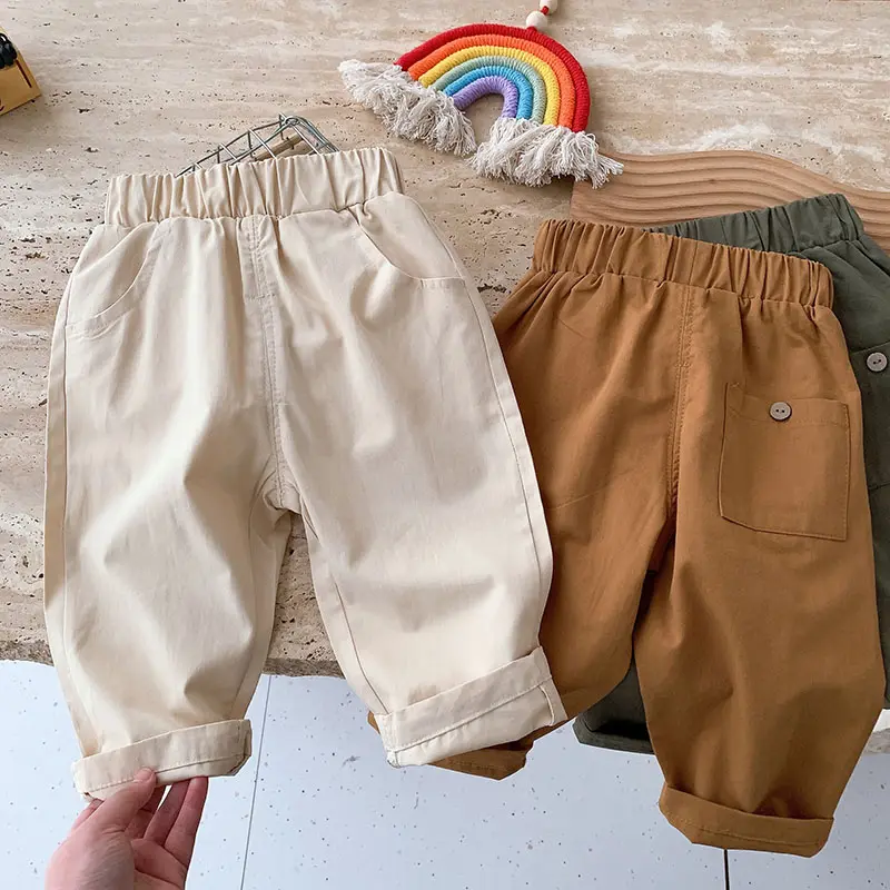 Pantaloni per bambini pantaloni solidi per ragazzi pantaloni morbidi per ragazze autunnali vestiti Casual per bambini