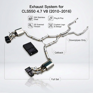 ระบบท่อไอเสียแบบตรงรุ่น สำหรับ Mercedes-Benz CLS550 W218 M278 4.7L V8 ปี 2010-2016 ท่อลงตรงแบบ Valvetronic พร้อมแคทแบ็กและหม้อพักเสียง - Product Image 1