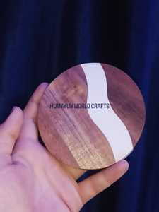Modern Wooden and Resin Coasters Decorative Tableware <b>Drink</b> Coaster Set for Home <b>Bar</b> Restaurant Cafe Hotel and Interior Styling - Product Image 4
