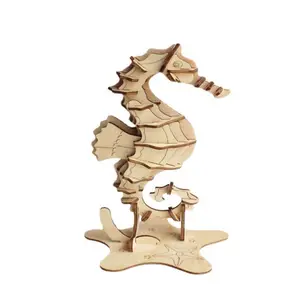 Fai da te assemblare artigianato modello animale Kit giocattoli educativi taglio Laser puzzle in legno 3d a forma di animale per bambini