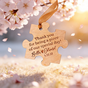 Bomboniere a Forma di Pezzo di Puzzle - Ornamento <span class=keywords><strong>in</strong></span> <span class=keywords><strong>Legno</strong></span> a Forma di Pezzo di Puzzle |   Bomboniere Rustiche <span class=keywords><strong>in</strong></span> <span class=keywords><strong>Legno</strong></span> - Regalo a Forma di Puzzle per gli Ospiti del Matrimonio - Product Image 5