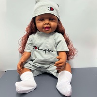 Кукла-реборн LH TOYS 2025 Samlok, реалистичная, 55 см, полностью виниловая, силиконовая, на заказ, модель афроамериканской девочки, мягкая игрушка