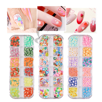 Lente Producten 12Gird 3D Aardbei Oranje Slime Charms Aardewerk Zachte Fruit Plakjes Klei Polymeer Nail Decoratie