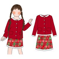 Ensemble Robe et Jupe à Capuche Florale Confortable pour Filles Adolescentes Enfants Vente Saisonnière Inspiré de Noël Doublé pour l'Automne