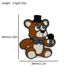 6 Colores de Ositos de Peluche de Terror de Freddy, Pines Metálicos Esmaltados Pintados, en Paquete a Granel para Decoración de Mochilas de Tela - Product Image 4