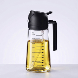 Pulvérisateur et bouteille d'huile d'olive <span class=keywords><strong>en</strong></span> <span class=keywords><strong>verre</strong></span> 2-<span class=keywords><strong>en</strong></span>-1 anti-fuite, 530 ml, sans BPA, résistant à la chaleur, personnalisable, excellent gadget de cuisine. - Product Image 2