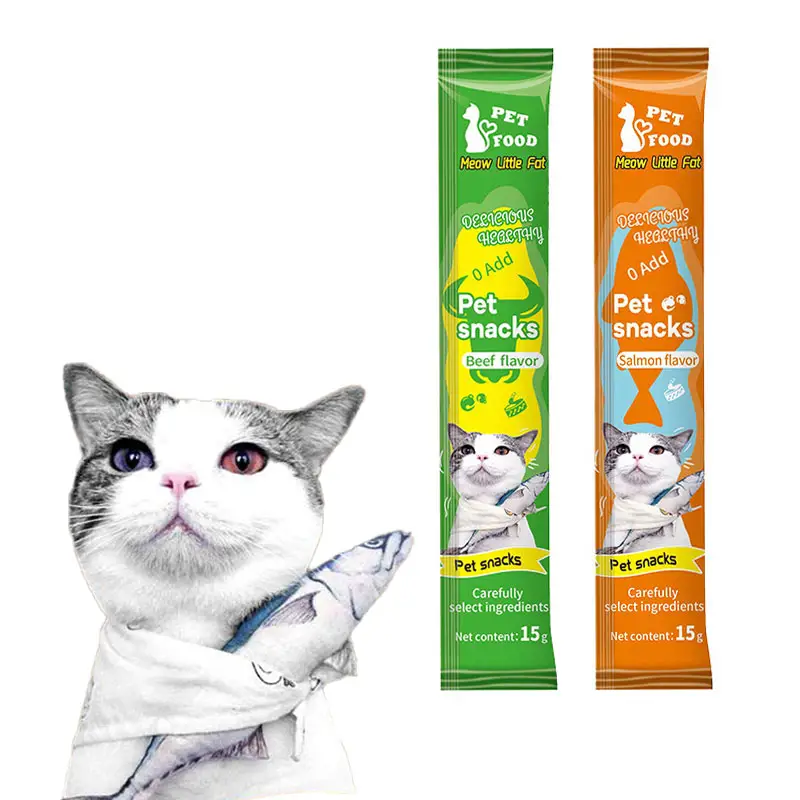 Nouveau Matériel Grandes Races Nourriture Pour Chat Snack Poulet Saumon Thon Viande Sauce