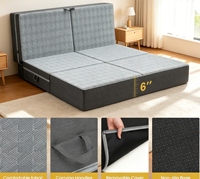 Dreifach Faltbare Gel-Memory-Foam-Matratze, 6 Zoll Queen-Size Tragbare Klappbare Boden-Gästebett mit Abnehmbarem Waschbarem Bezug