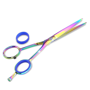 Rainbow Color Barber Scissors Stainless Steel Razor <b>Edge</b> Ultra Sharp <b>Rubber</b> Handle Foldable Salon Hair Cutting Shears Wholesale - Product Image 2