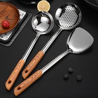 Ensemble d'ustensiles de cuisine en acier inoxydable résistant à la chaleur, épaissi, antidérapant, design moderne et minimaliste, spatule et cuillère