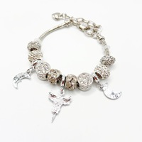 Pulsera DIY de Plata con Dijes de Ángel Lunar y Pedrería, Abalorios de Agujero Grande, Aleación de Zinc, Joyería de Moda para Unisex, Venta al por Mayor