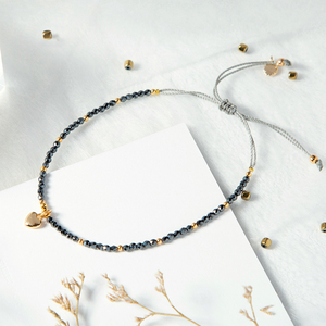 Moda 2mm <span class=keywords><strong>hematita</strong></span> piedra ajustable trenza cuerda pulsera para las mujeres y las niñas - Product Image 6