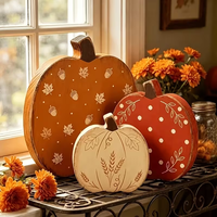Ensemble de 3 décorations d'automne en bois en forme de citrouille, idéal pour les tables à manger, les cheminées, les étagères et les décorations de Thanksgiving au bureau