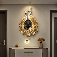 Peinture murale décorative haut de gamme pour le salon, effet tridimensionnel, peinture LED avec pendentif en métal