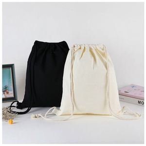 Reusable Natural Cotton Canvas <b>Drawstring</b> <b>Backpack</b> Bags With Custom Logo Eco Friendly Cotton <b>Drawstring</b> <b>Backpack</b> Shopping Bag - Product Image 1