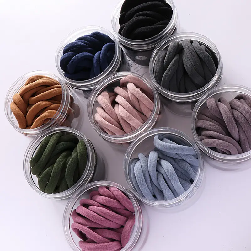 2021 New Fashion Women Solid Color Stretch Elastic Simple Plain Rope Bands Protect The Hair 9 Colors