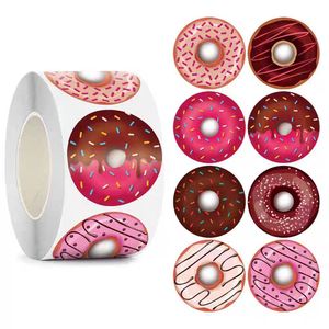 Pegatinas Creativas de Donuts de Dibujos Animados, Decoraciones para Empaques de Dulces y Pan, Pegatinas Redondas Pequeñas - Product Image 1