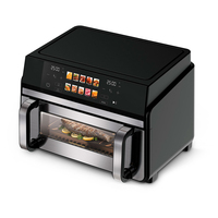Friteuse à air électrique classique 10L en acier inoxydable, contrôle numérique, grande cuve carrée, écran couleur avec fenêtre pour la cuisson domestique