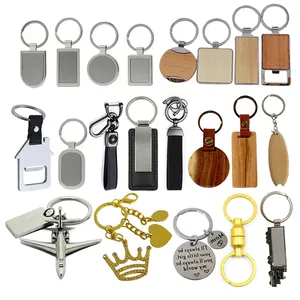 Wood And Leather Keychain Custom Print Logo Round Metal Plain Bottle Opener Keychain Wooden Keyring Wood Keychain For Engraving