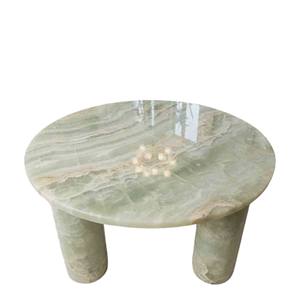Table basse ronde en marbre vert de luxe moderne classique de haute qualité, conçue sur mesure, abordable, pour un salon élégant - Product Image 3