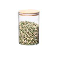 Bocaux en verre avec couvercle en bois, conteneur pour la cuisine, grands bocaux de rangement en verre, ml