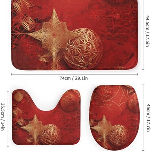 Red Festive Ornament Polyester Shower <b>Curtain</b> <b>Bathroom</b> <b>Curtain</b> Digital Print Waterproof Custom Print Wholesale Modern - Product Image 3