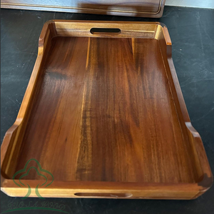Bandeja de Servir de Madera de Acacia con Asas, Bandeja Decorativa Rectangular para Otomanas, Bandeja Grande para Comida y Bebidas para el Desayuno en la Cama - Product Image 2