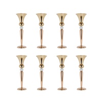 Vase à fleurs en métal doré en forme de trompette, support de centre de table pour mariage, fête, événement, hôtel, décoration, porte-arrangement floral