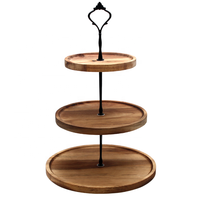 Support à Plateaux en Bois d'Acacia Personnalisable à 2-3 Niveaux, Durable, Classique, pour Assiettes, Fruits, Snacks, Desserts, Bonbons, Tour à Gâteaux, Présentoir pour Fêtes